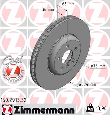 Brake Disc - 150.2913.32 ZIMMERMANN