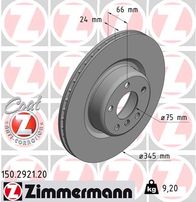 Тормозной диск - 150.2921.20 ZIMMERMANN