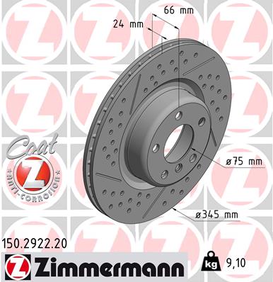 stabdžių diskas - 150.2922.20 ZIMMERMANN