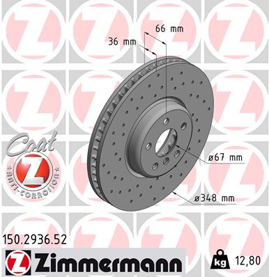 Brake Disc - 150.2936.52 ZIMMERMANN