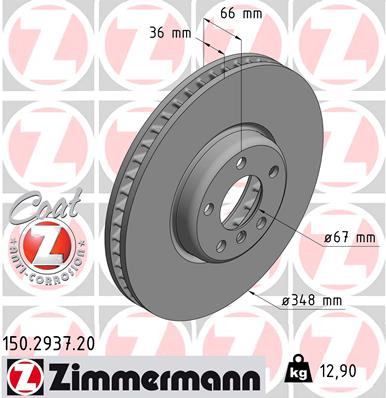 Brake Disc - 150.2937.20 ZIMMERMANN