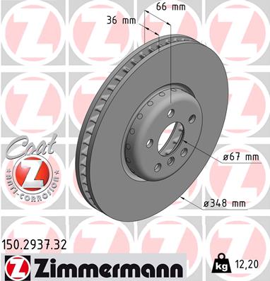 Brake Disc - 150.2937.32 ZIMMERMANN