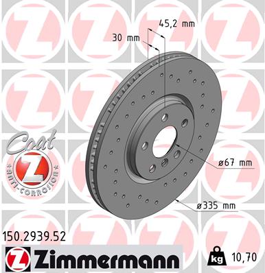Brake Disc - 150.2939.52 ZIMMERMANN