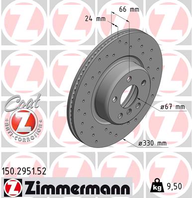 Brake Disc - 150.2951.52 ZIMMERMANN