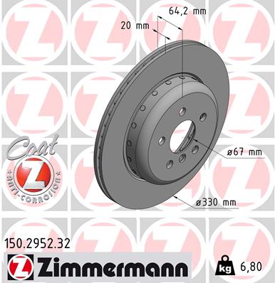 Brake Disc - 150.2952.32 ZIMMERMANN