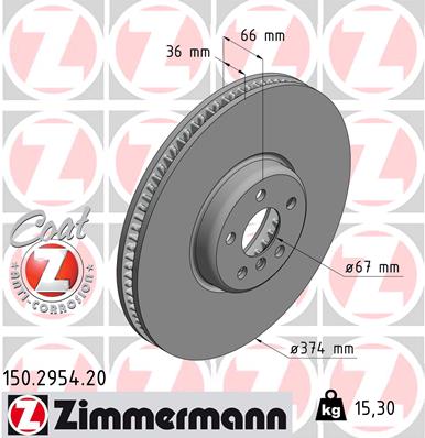 Brake Disc - 150.2954.20 ZIMMERMANN
