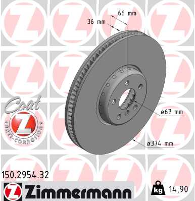 Brake Disc - 150.2954.32 ZIMMERMANN