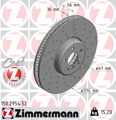 Brake Disc - 150.2954.52 ZIMMERMANN