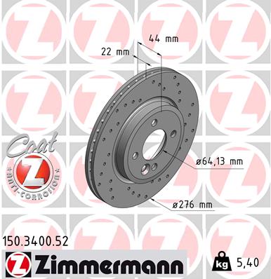 Brake Disc - 150.3400.52 ZIMMERMANN