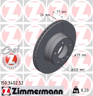 Brake Disc - 150.3402.52 ZIMMERMANN