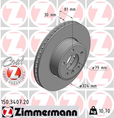 Brake Disc - 150.3407.20 ZIMMERMANN