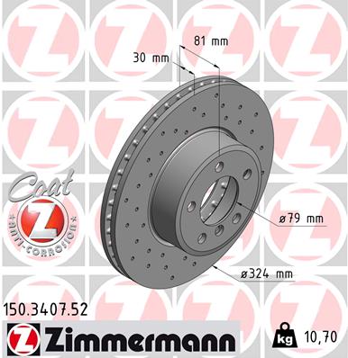 Brake Disc - 150.3407.52 ZIMMERMANN