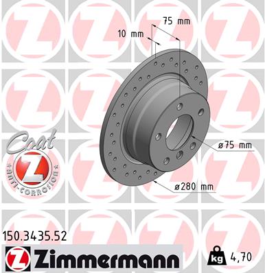 Тормозной диск - 150.3435.52 ZIMMERMANN