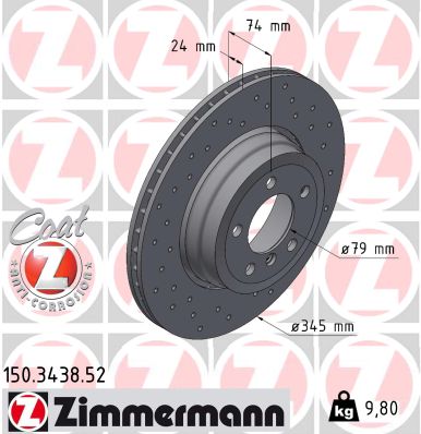 Brake Disc - 150.3438.52 ZIMMERMANN