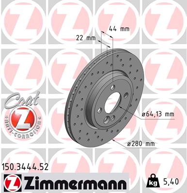 Brake Disc - 150.3444.52 ZIMMERMANN