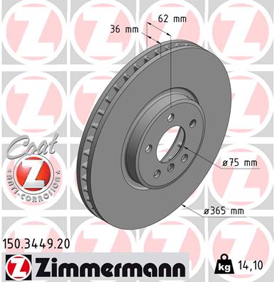 Brake Disc - 150.3449.20 ZIMMERMANN
