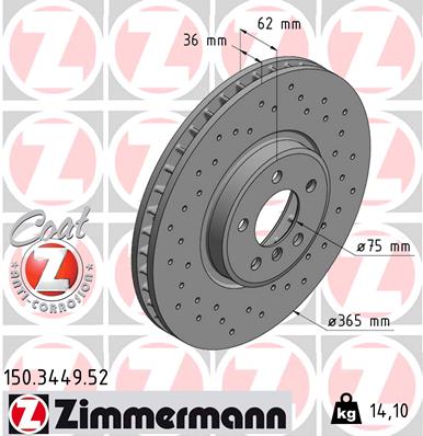 Brake Disc - 150.3449.52 ZIMMERMANN