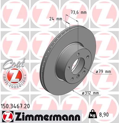 Brake Disc - 150.3467.20 ZIMMERMANN