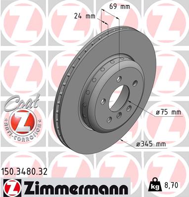 Brake Disc - 150.3480.32 ZIMMERMANN