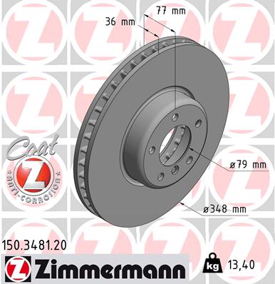 Brake Disc - 150.3481.20 ZIMMERMANN
