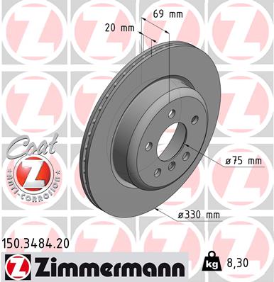 Тормозной диск - 150.3484.20 ZIMMERMANN