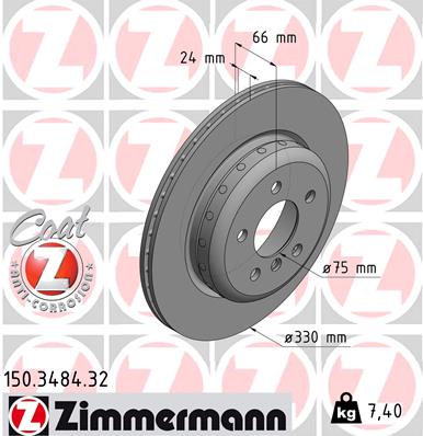 Тормозной диск - 150.3484.32 ZIMMERMANN