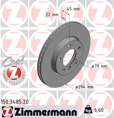 Brake Disc - 150.3485.20 ZIMMERMANN
