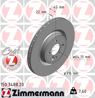 Brake Disc - 150.3488.20 ZIMMERMANN