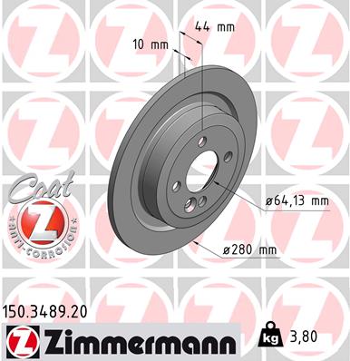 stabdžių diskas - 150.3489.20 ZIMMERMANN