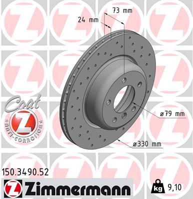 stabdžių diskas - 150.3490.52 ZIMMERMANN