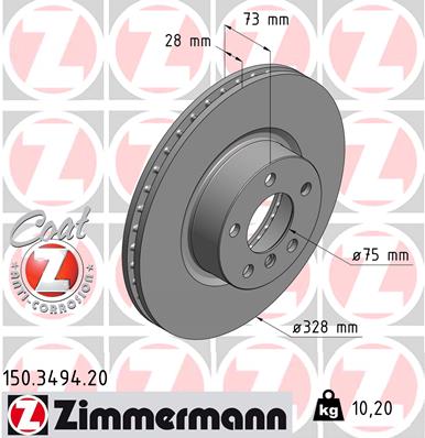 stabdžių diskas - 150.3494.20 ZIMMERMANN