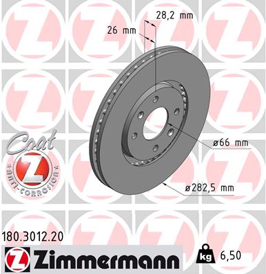 Brake Disc - 180.3012.20 ZIMMERMANN