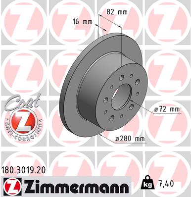 Brake Disc - 180.3019.20 ZIMMERMANN