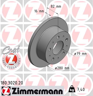 Тормозной диск - 180.3020.20 ZIMMERMANN