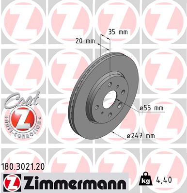 Brake Disc - 180.3021.20 ZIMMERMANN