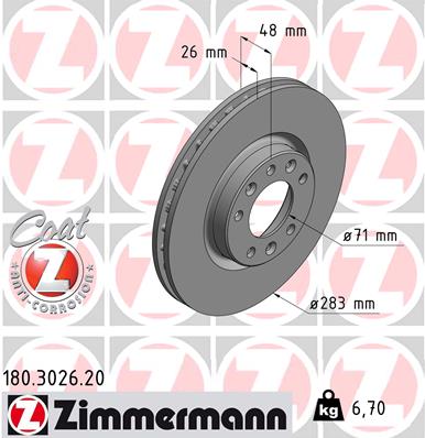 Brake Disc - 180.3026.20 ZIMMERMANN
