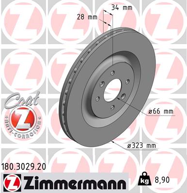 Brake Disc - 180.3029.20 ZIMMERMANN