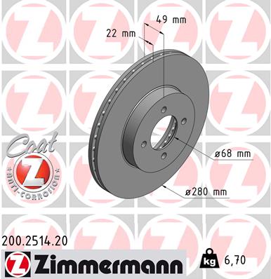 stabdžių diskas - 200.2514.20 ZIMMERMANN