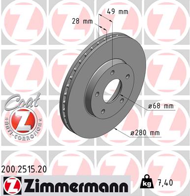 Brake Disc - 200.2515.20 ZIMMERMANN