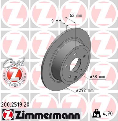 Brake Disc - 200.2519.20 ZIMMERMANN