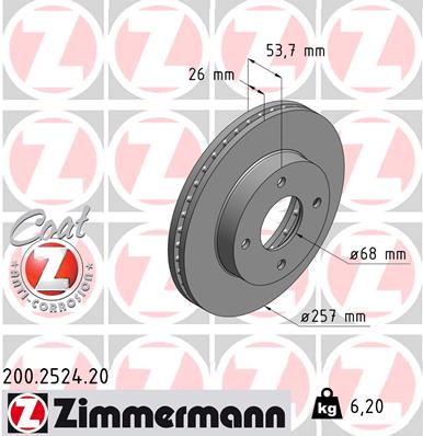 Brake Disc - 200.2524.20 ZIMMERMANN