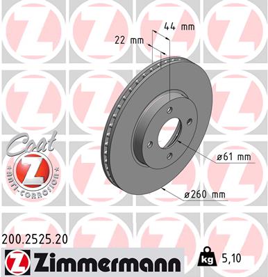 Brake Disc - 200.2525.20 ZIMMERMANN
