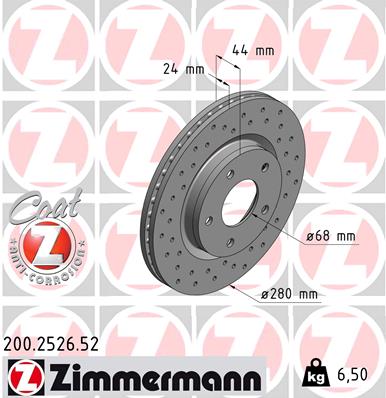 Brake Disc - 200.2526.52 ZIMMERMANN