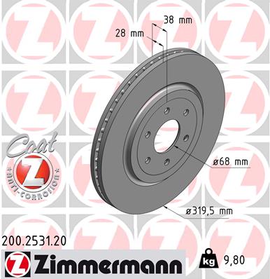 Brake Disc - 200.2531.20 ZIMMERMANN