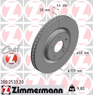 stabdžių diskas - 200.2533.20 ZIMMERMANN