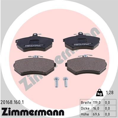 Brake Pad Set, disc brake - 20168.160.1 ZIMMERMANN