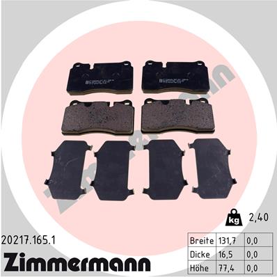 Kit pastiglie freno, Freno a disco - 20217.165.1 ZIMMERMANN