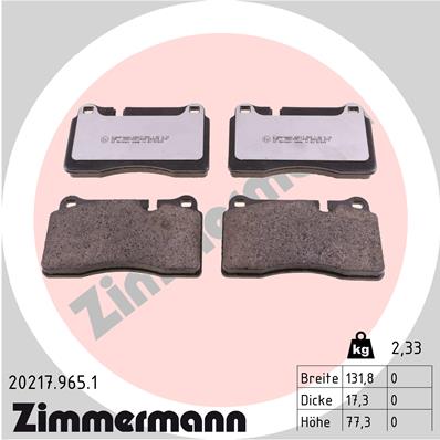 Kit pastiglie freno, Freno a disco - 20217.965.1 ZIMMERMANN