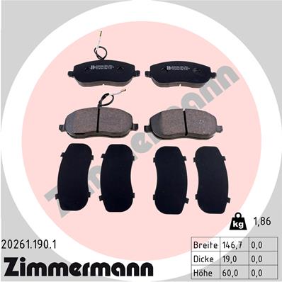 Brake Pad Set, disc brake - 20261.190.1 ZIMMERMANN