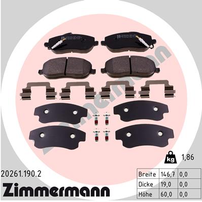 Brake Pad Set, disc brake - 20261.190.2 ZIMMERMANN